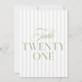 エレガントSage Green & Beigeの21結婚テーブル番号 招待状 (裏面)