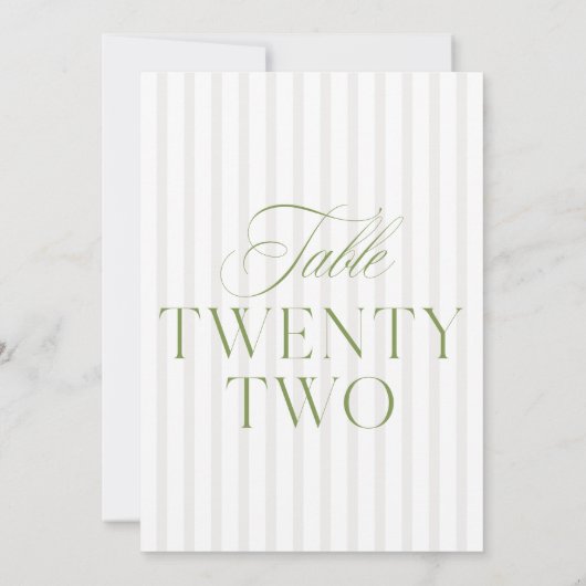エレガントSage Green & Beigeの22結婚テーブル番号 招待状 (裏面)