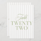 エレガントSage Green & Beigeの22結婚テーブル番号 招待状 (正面/裏面)