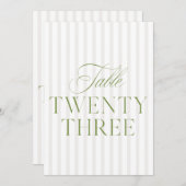 エレガントSage Green & Beigeの23結婚テーブル番号 招待状 (正面/裏面)