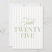 エレガントSage Green & Beigeの25結婚テーブル番号 招待状 (正面)