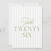 エレガントSage Green & Beigeの26結婚テーブル番号 招待状 (正面)