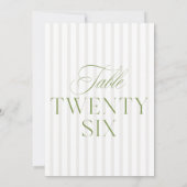 エレガントSage Green & Beigeの26結婚テーブル番号 招待状 (裏面)
