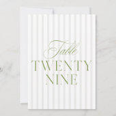 エレガントSage Green & Beigeの29結婚テーブル番号 招待状 (裏面)