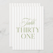 エレガントSage Green & Beigeの31結婚テーブル番号 招待状 (正面/裏面)