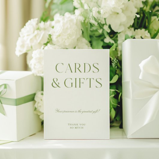 エレガントSage Green Cards & Giftの結婚サイン 招待状