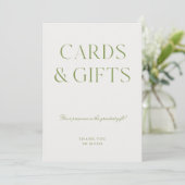エレガントSage Green Cards & Giftの結婚サイン 招待状 (スタンド正面)