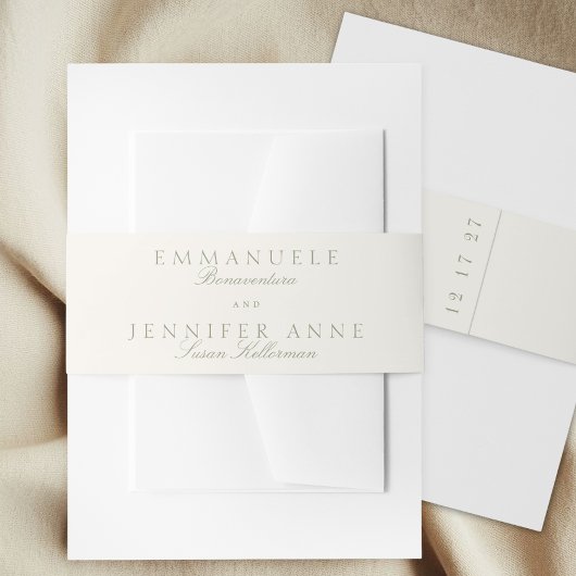 エレガントSage Green Cream Scriptフォーマル The 結婚. 招待状ベリーバンド