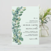 エレガントSage Green Eucalyptus & Photo 結婚's 招待状 (スタンド正面)