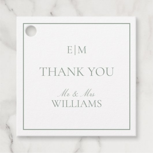 エレガントSage Green Monogramありがとうござ結婚う フェイバータグ (正面)