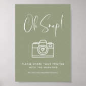 エレガントSage Green Oh Snapの結婚ハッシュタグ記号 ポスター (正面)