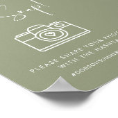 エレガントSage Green Oh Snapの結婚ハッシュタグ記号 ポスター (角)