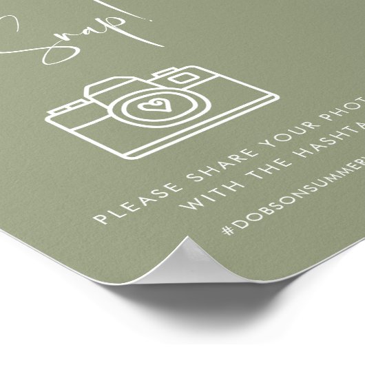エレガントSage Green Oh Snapの結婚ハッシュタグ記号 ポスター (角)