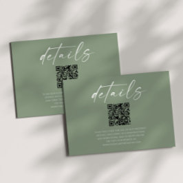 エレガントSage Green QRコードの結婚詳細 エンクロージャーカード