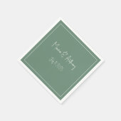 エレガントSage Green Scriptミニマル結婚リスト スタンダードカクテルナプキン (角)