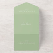 エレガントSage Green Script Monogram結婚の オールインワン招待状 (外側)