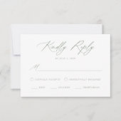 エレガントSage Green Writhal Meal Choice結婚's 出欠カード (正面)