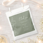 エレガントSage Minimalist葉の結婚Thank You フェイバーバッグ (クリップ留めされた状態)
