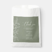エレガントSage Minimalist葉の結婚Thank You フェイバーバッグ (正面)