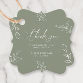エレガントSage Minimalist葉はありがとう結婚。 フェイバータグ