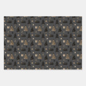 エレガントScandi Christmas金ゴールド&ブラックラッピングパップ ラッピングペーパーシート (正面)