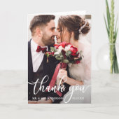 エレガントScriptの写真結婚折りカード サンキューカード (正面)