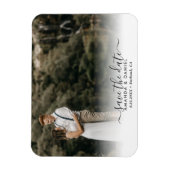 エレガントScriptの結婚写真の日付の保存 マグネット (縦)