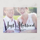 エレガントSCRIPT結婚たった今結婚しました葉書 案内ポストカード (正面)