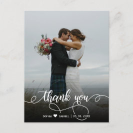 エレガントScript結婚の写真あり ポストカード