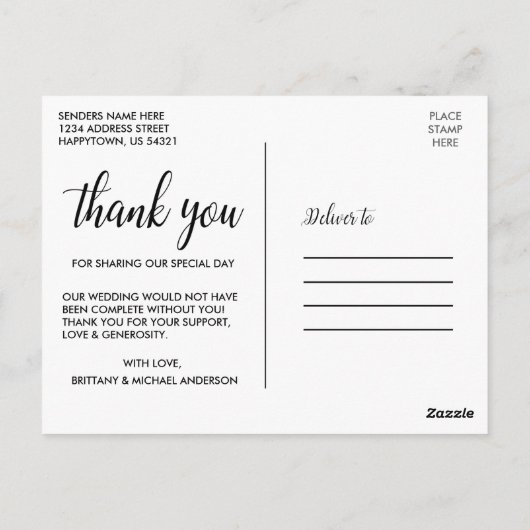 エレガントScript結婚の写真あり ポストカード (裏面)