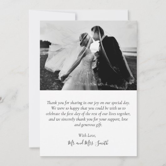 エレガントScript結婚の数々のPhoto Collage サンキューカード (裏面)