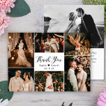 エレガントScript結婚の数々のPhoto Collage サンキューカード<br><div class="desc">モダン手エレガント文字の写真結婚コラージュ数々のサンキューカード。6スタイリッシュ枚の写真を前面に、1結婚枚の写真を背面に並べたサンキューカードテンプレート。白い色の背景に感謝してい黒の手で書渦巻形の道のスクリプトフォントで文字「あなた」と。自分の名前とメッセージ感謝していを自分の名前に合わせる。ノートもしを手書きしたい場合は、サンプル文字を削除して宇宙を増やす。おもしし救済まは合わせ品連絡が欲しい！</div>