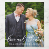 エレガントScript結婚's Love and感謝してい Photo ワインラベル (シングルラベル)