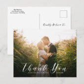 エレガントScript結婚's Thank Youポストカード ポストカード (正面/裏面)