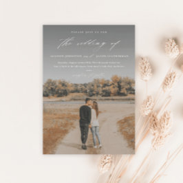 エレガントScript 2フォトオーバーレイ結婚の 招待状