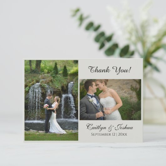 エレガントScript 2フォト結婚サンキューカード サンキューカード (スタンド正面)