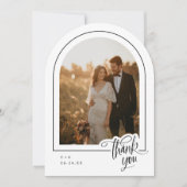 エレガントScript 2フォト結婚サンキューカード 招待状 (正面)