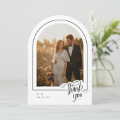 エレガントScript 2フォト結婚サンキューカード 招待状 (スタンド正面)