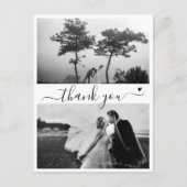 エレガントScript 2写真ミニマル結婚Thank You ポストカード (正面)