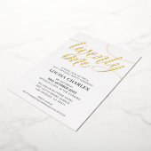 エレガントSCRIPT 21歳の誕生日パーティースタイリッシュ金ゴールド 箔招待状 (回転した状態)