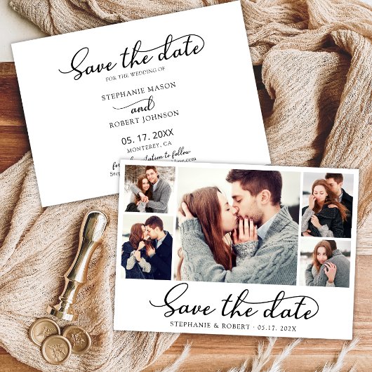 エレガントScript 3スタイリッシュ Photo Collage結婚の セーブザデート