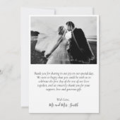 エレガントScript 3モダンフォトコラージュ結婚の次の値 サンキューカード (裏面)