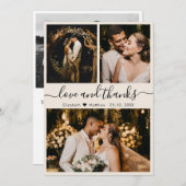 エレガントScript 3モダンフォトコラージュ結婚の次の値 サンキューカード (正面/裏面)