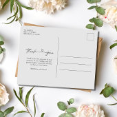 エレガントScript 3写真結婚S Thank You ポストカード