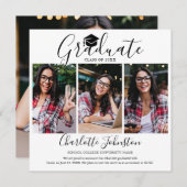 エレガントScript 4写真卒業のお知らせ 招待状 (正面/裏面)