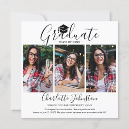 エレガントScript 4写真卒業のお知らせ 招待状