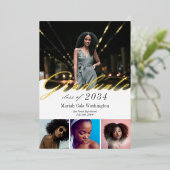 エレガントScript 4写真卒業のお知らせ 箔招待状 (立ち正面)