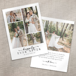 エレガントScript 5 Photo Collage結婚's サンキューカード