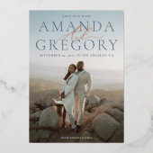 エレガントScript And Serif Foil日モダン付を保存 箔招待状 (正面)