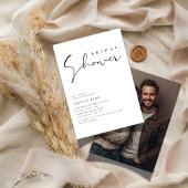 エレガントScript Budgetの結婚ブライダルシャワー写真 招待状